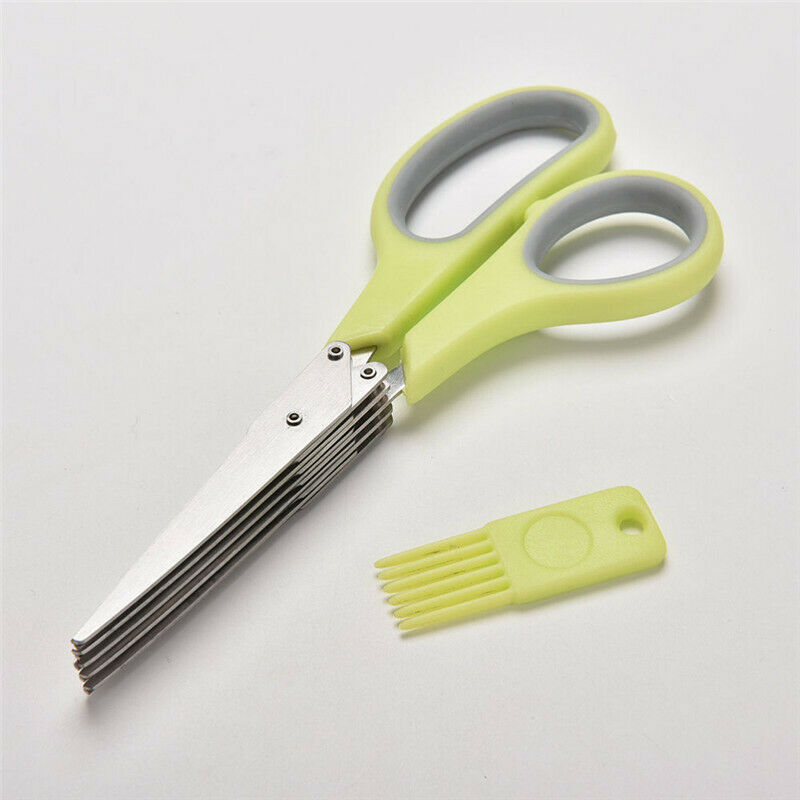 Stainless Steel 5 Layers Scissors Sushi Shredded Scallion Cut Herb Tool
