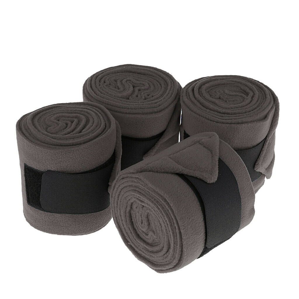 Horse Grooming Care Set Of 4 Fleece  Leg Wraps Equestrian Equip Supplies - Gray