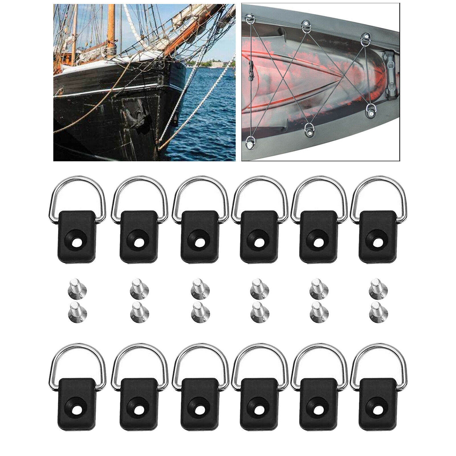 12Pcs Kayak D Ring Camping Rigging Rope Buckle Loop Row Boat Accessories