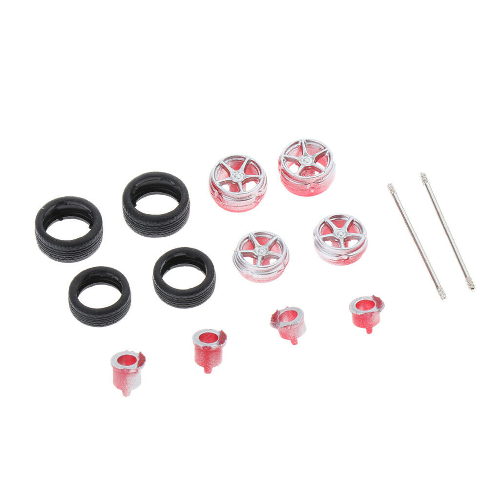 4pc 1:64 Wheels Rims Hub w/ Brake for Hotwheels Car Models Accessory Toys