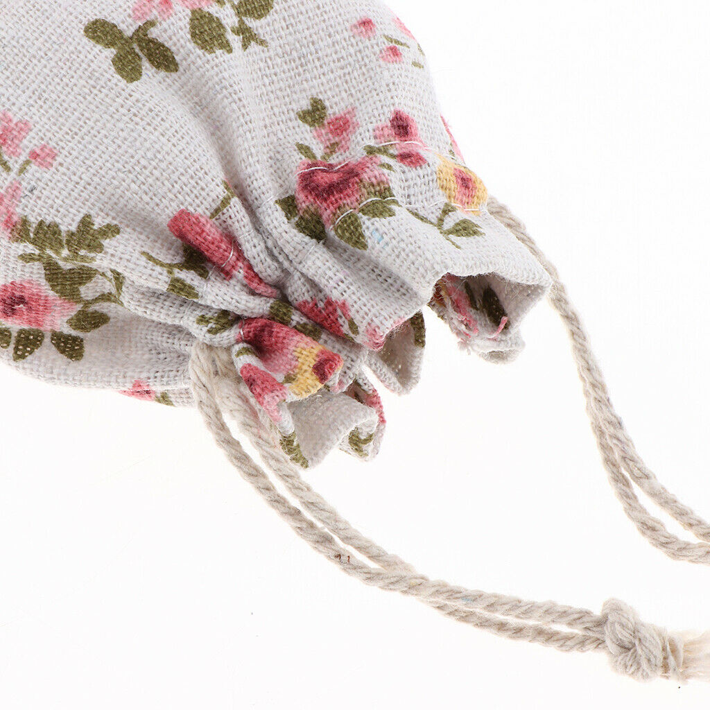 12pcs Cotton Linen Sack Jewelry Pouch Drawstring Bag Wedding Favor Flower