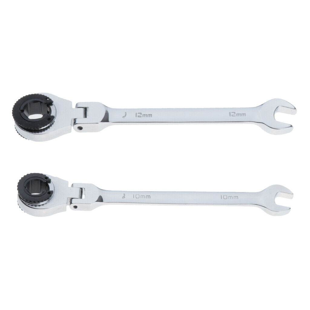 2Pcs/Set Tubing Wrench Oil Heavy-duty Flexible Open Ratchet Wrench 10mm+12mm