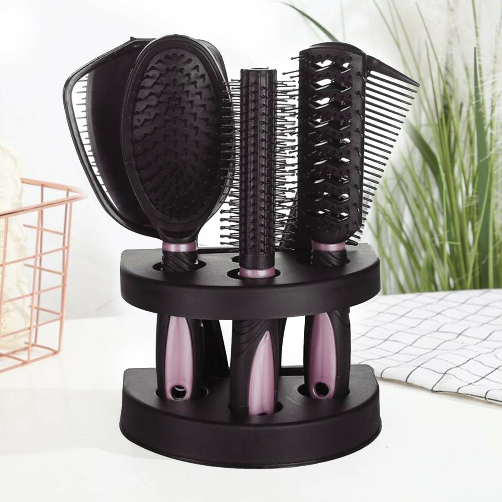 5Pcs Professional Home Styling Hair Brush Massage Comb Set Travel Gift Pack
