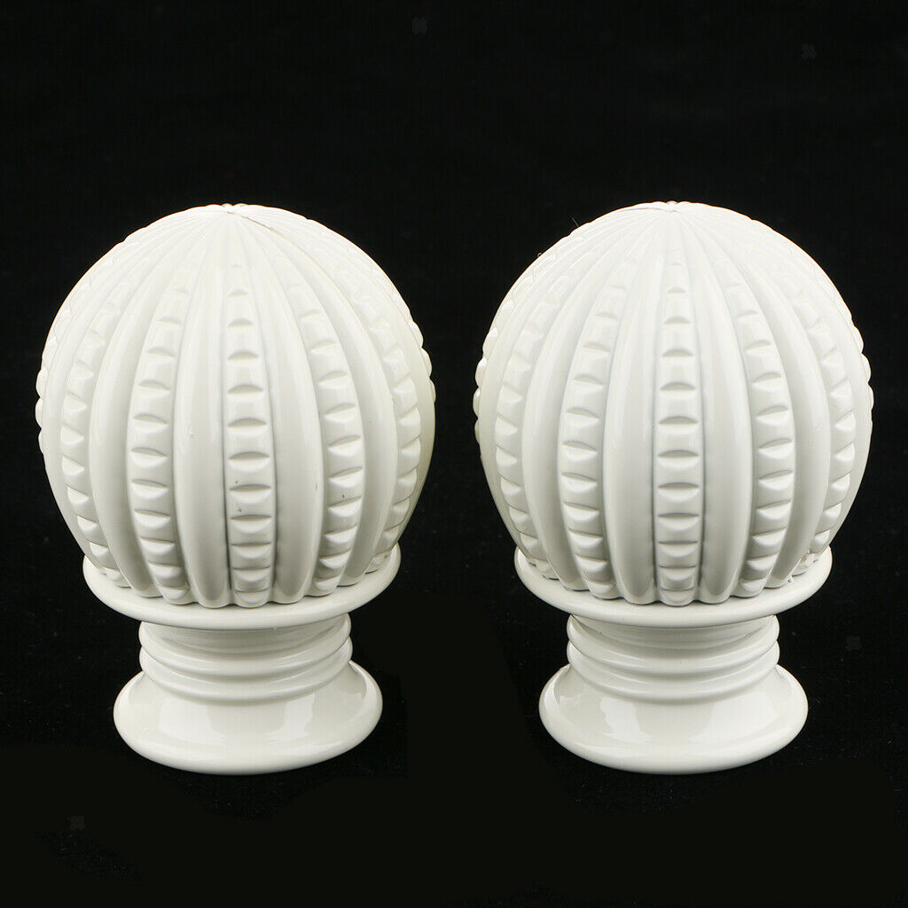 1 Pair Retro Curtain Decorative Pole Rod Finials Ends Heads 28mm White B