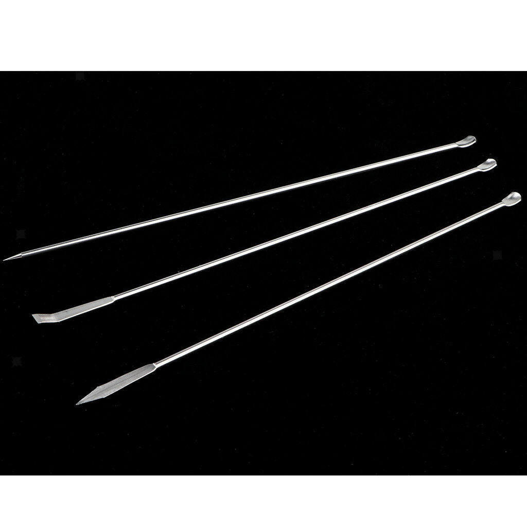 3xStainless Steel Laboratory Micro Spatula Medicine Spoon Shovel Pharmacy