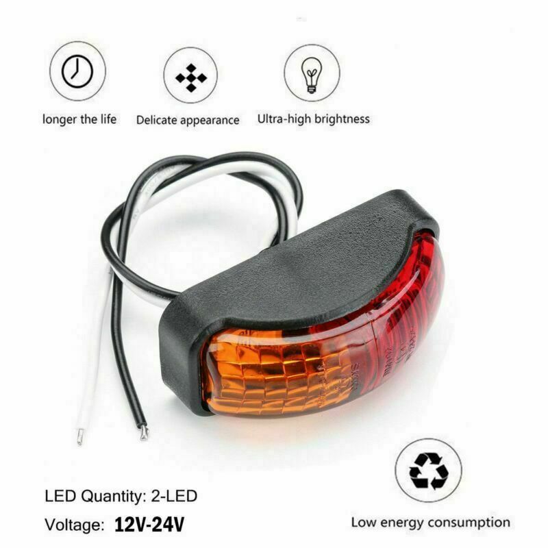10X Red/Amber LED Side Marker Lights Lamp Trailer Truck Lorry Caravan Van 12-24V