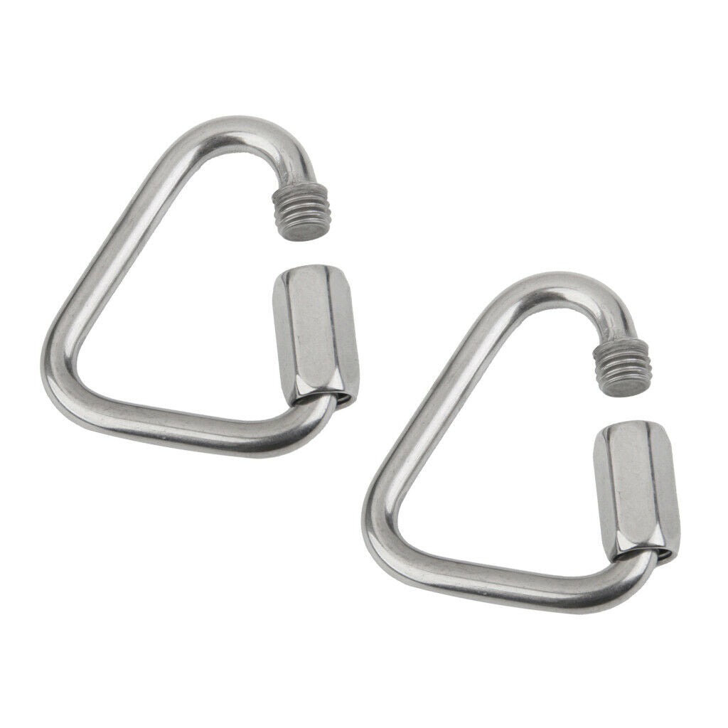 2Pcs Triangle Shape Mountain Rock Climbing Stainless Screw Locking Carabiner
