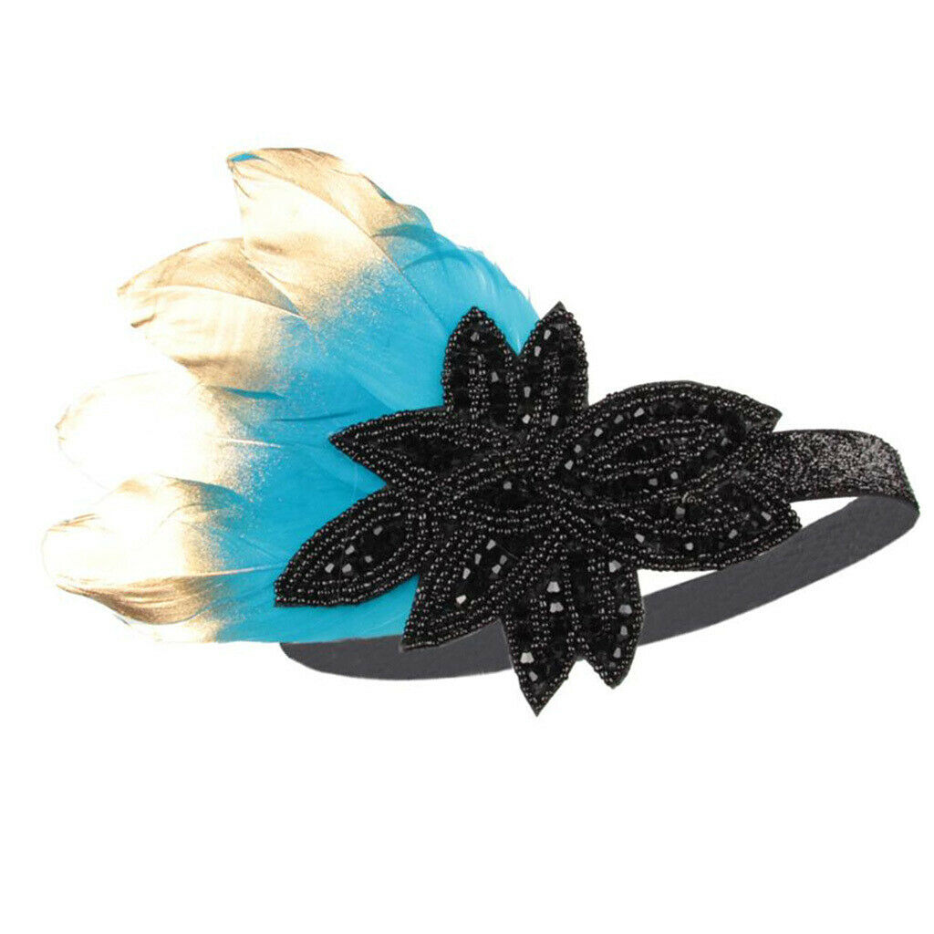 1920s Retro Style Costume Accessory Feather Flapper Headpiece Headband Blue