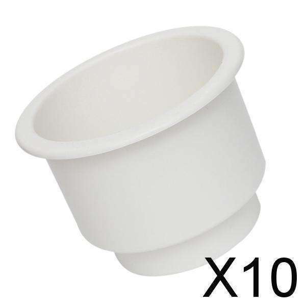 10X (White) No Holes Recessed Cup Drink Holder for Marine Boat Car Auto RV