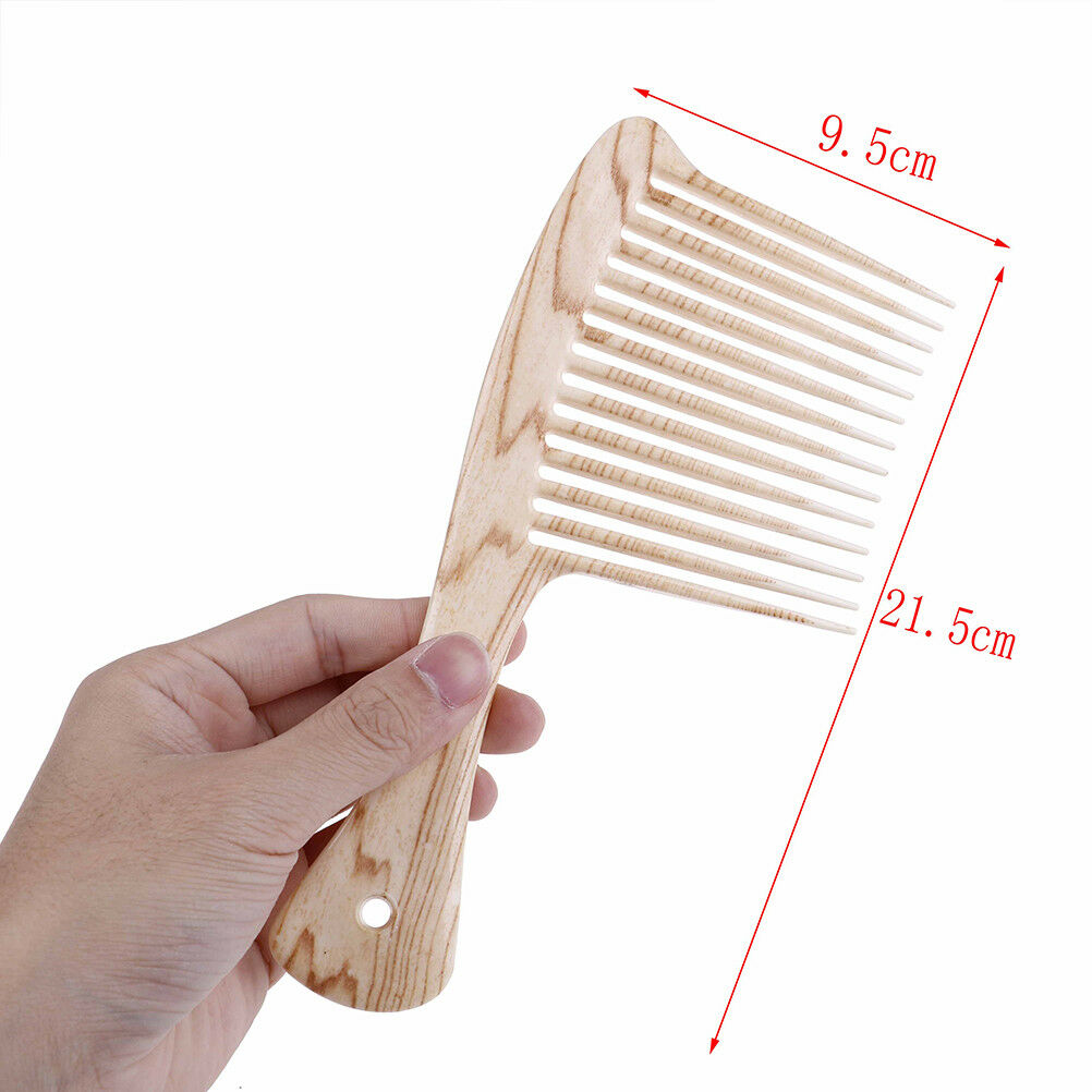Wooden Wide Tooth Comb Natural Wood Massage Beauty Hair Care Salon Hairdr.l8