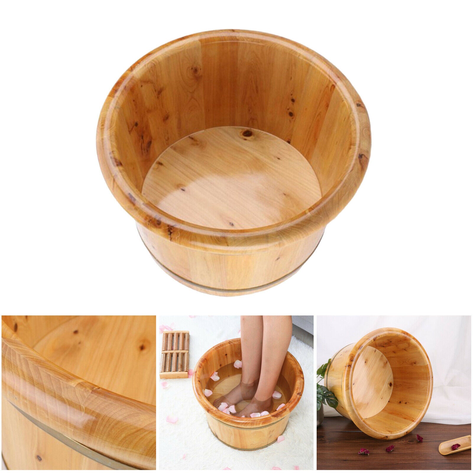 Cedar Wood Foot Basin Wood Bucket For Foot Soaker Washing Massage Spa Soaking
