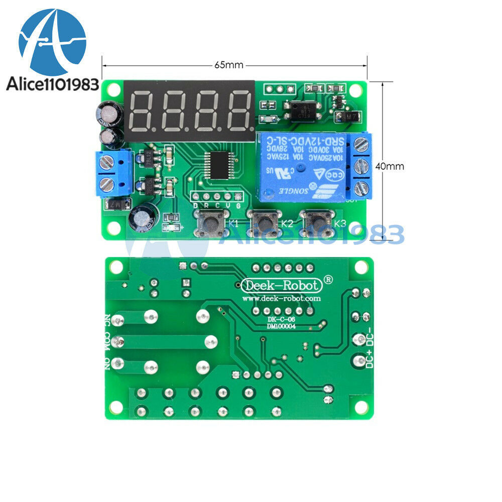 Digital LED Display Automation Delay Relay  Switch Module Timer Control DC 12V