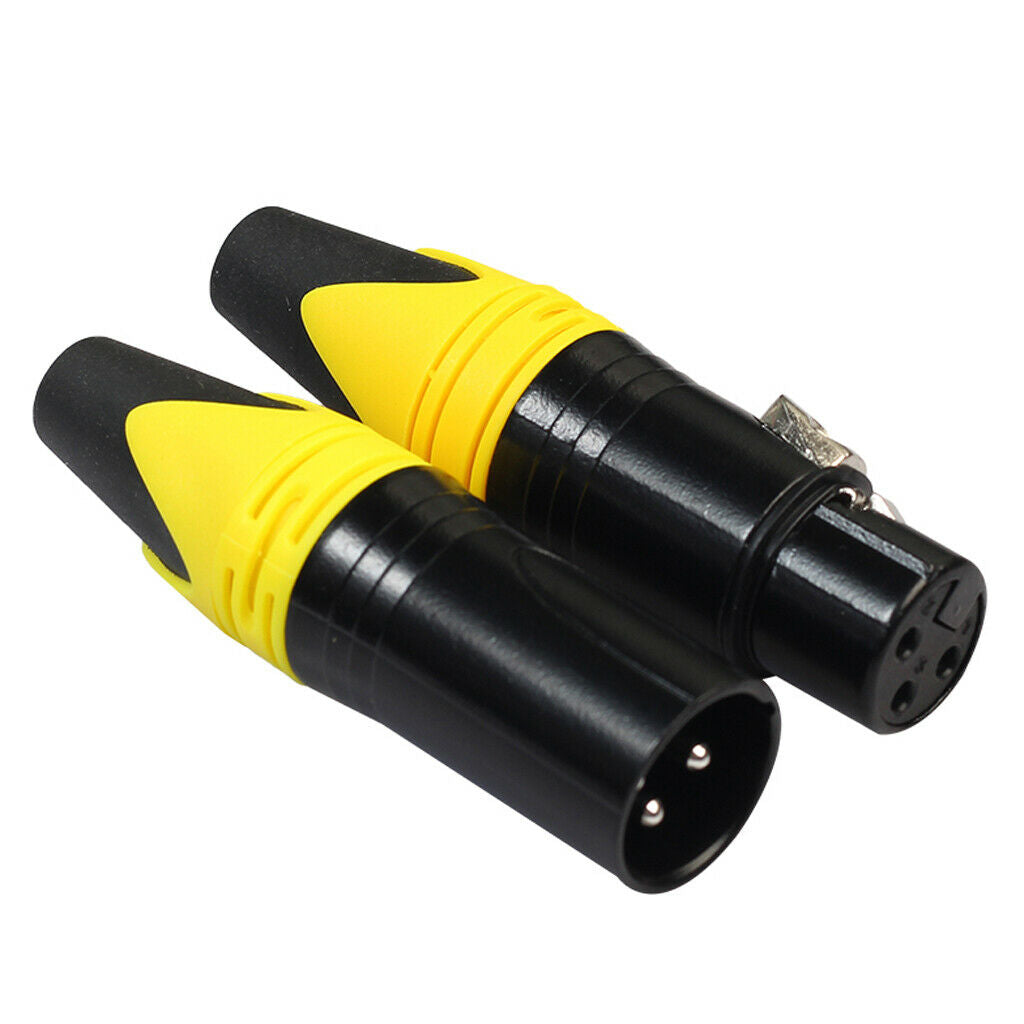 3 XLR Connector Male and Female Microphone Mic Audio Cable Adapter Yellow