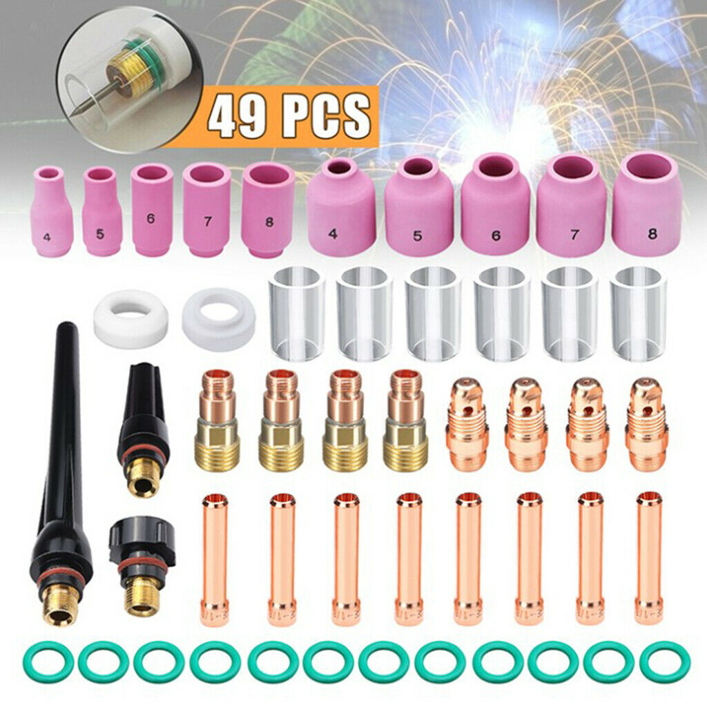 49pcs TIG Welding Torch Glass Cup Accessory Kit For WP-17/18/26 Series