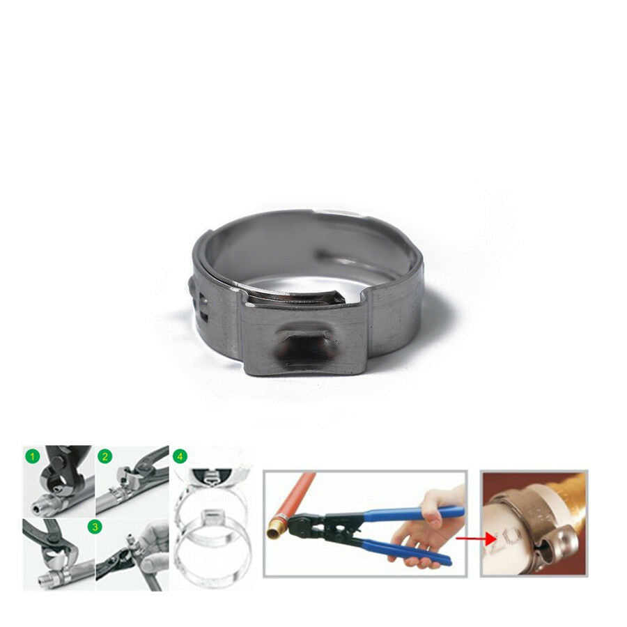 90Pcs 12 Sizes Stainless Steel Single Ear Hydraulic Fuel Air Hose Clamps O Clips