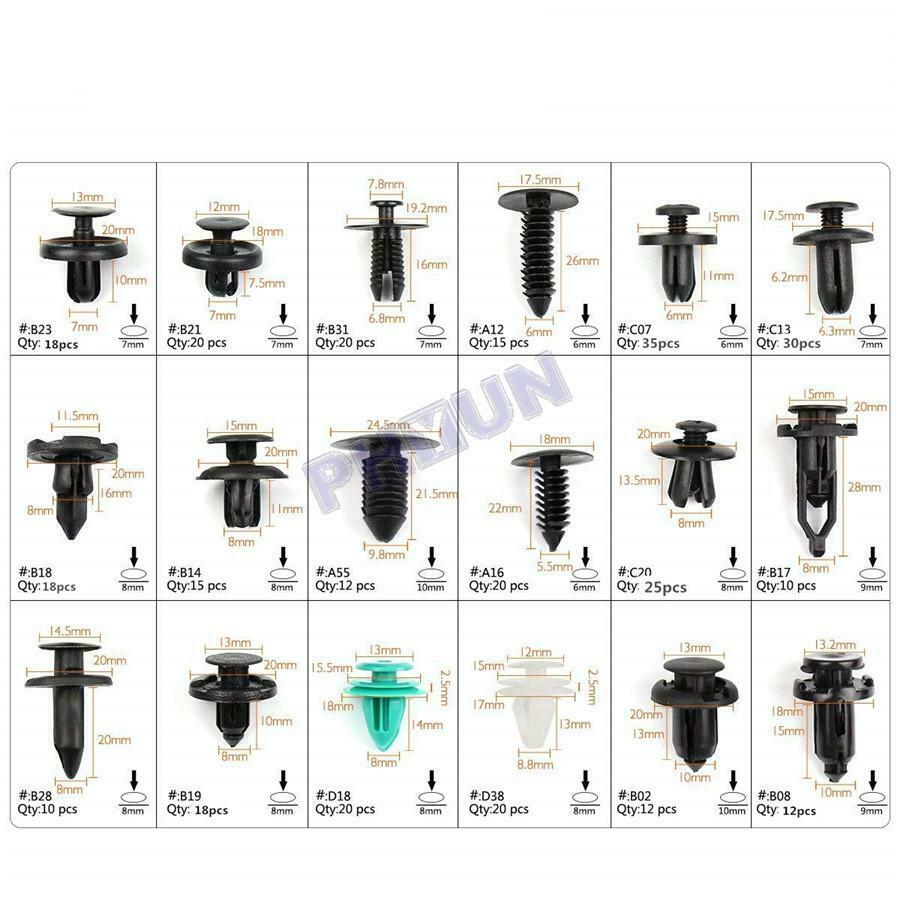 360 Car Mixed Fastener Clips Rivets + Repair Tool For Car Door Bumper Fender