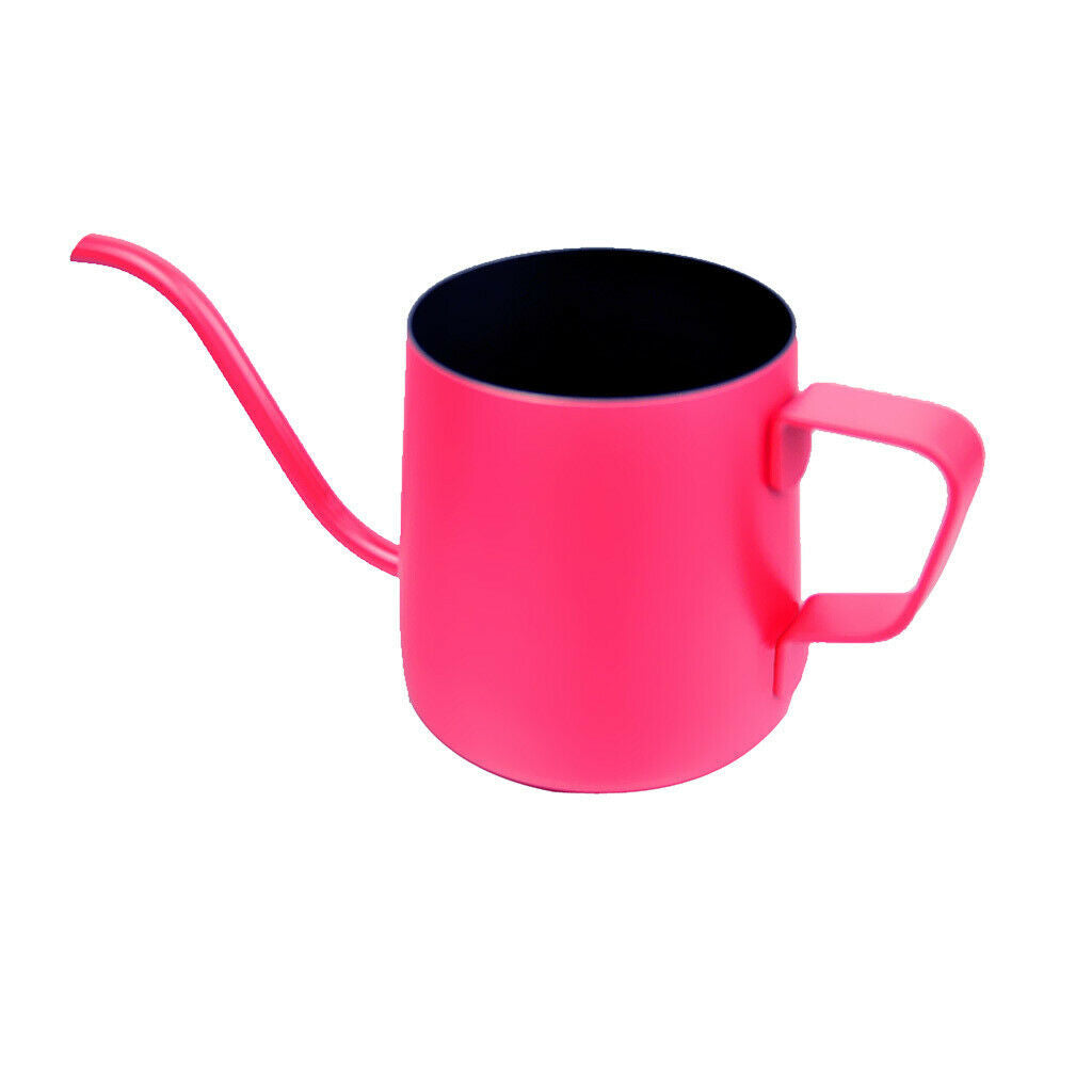 Stainless Steel Pour Over Drip Kettle Narrow Spout Coffee Pot 350ml Rose Red