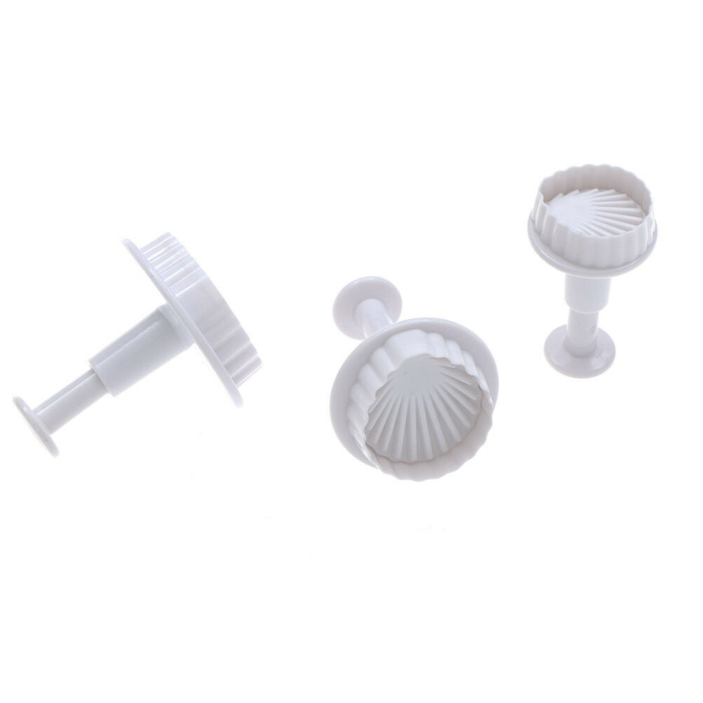 3x Shell Shape Plunger Cutter Fondant Cake Decor Tools SugarCraft Cookie`M.l8