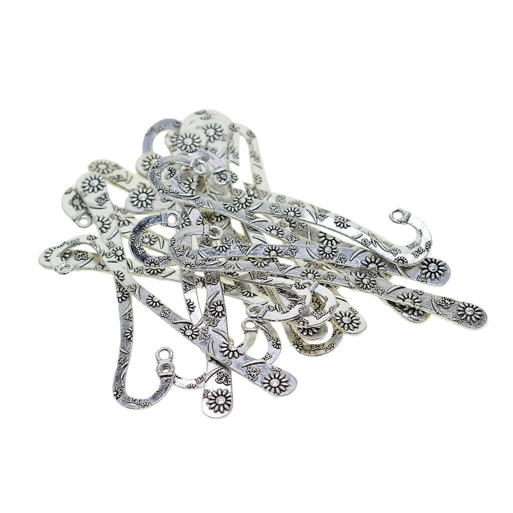 20x Tibetan Tone Metal Bookmarks Label Stationery Beading Hook Book Marker