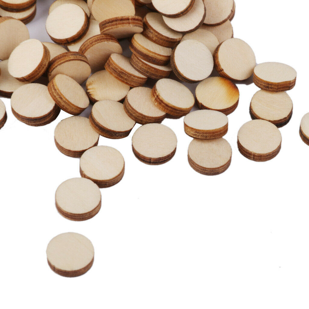 200 Natural Unfinished Round Wood Circle Cutout 10mm 20mm DIY Hobbies Craft