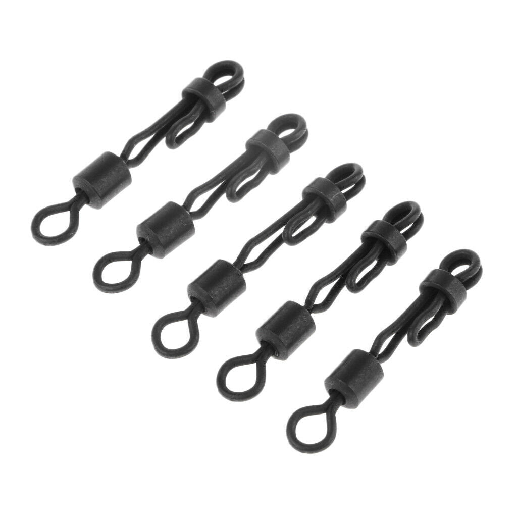 5pcs Quick Change Rolling Swivels Fishing Hooks Line Connectors Matt Black