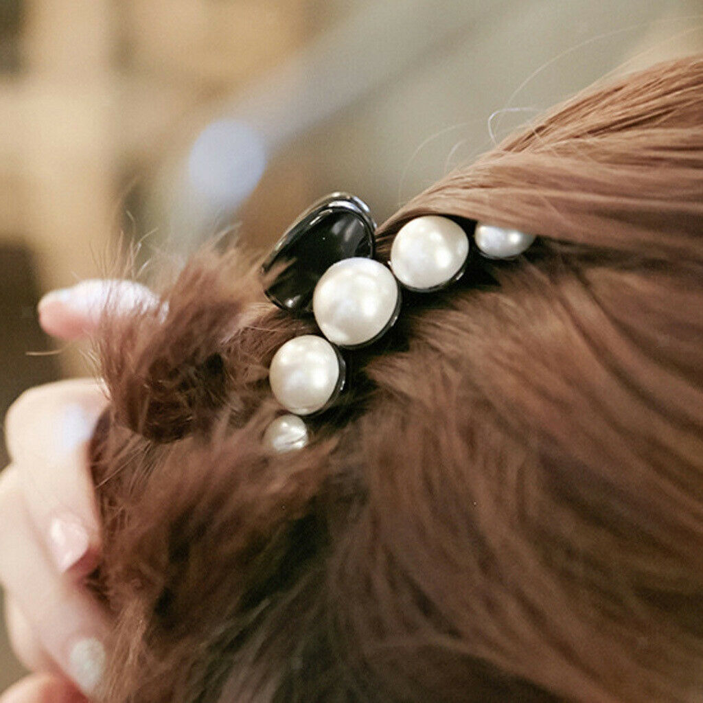 2Pcs Women Non-Slip Hair Clips Large Pearls Hair Claws for Thick Hair