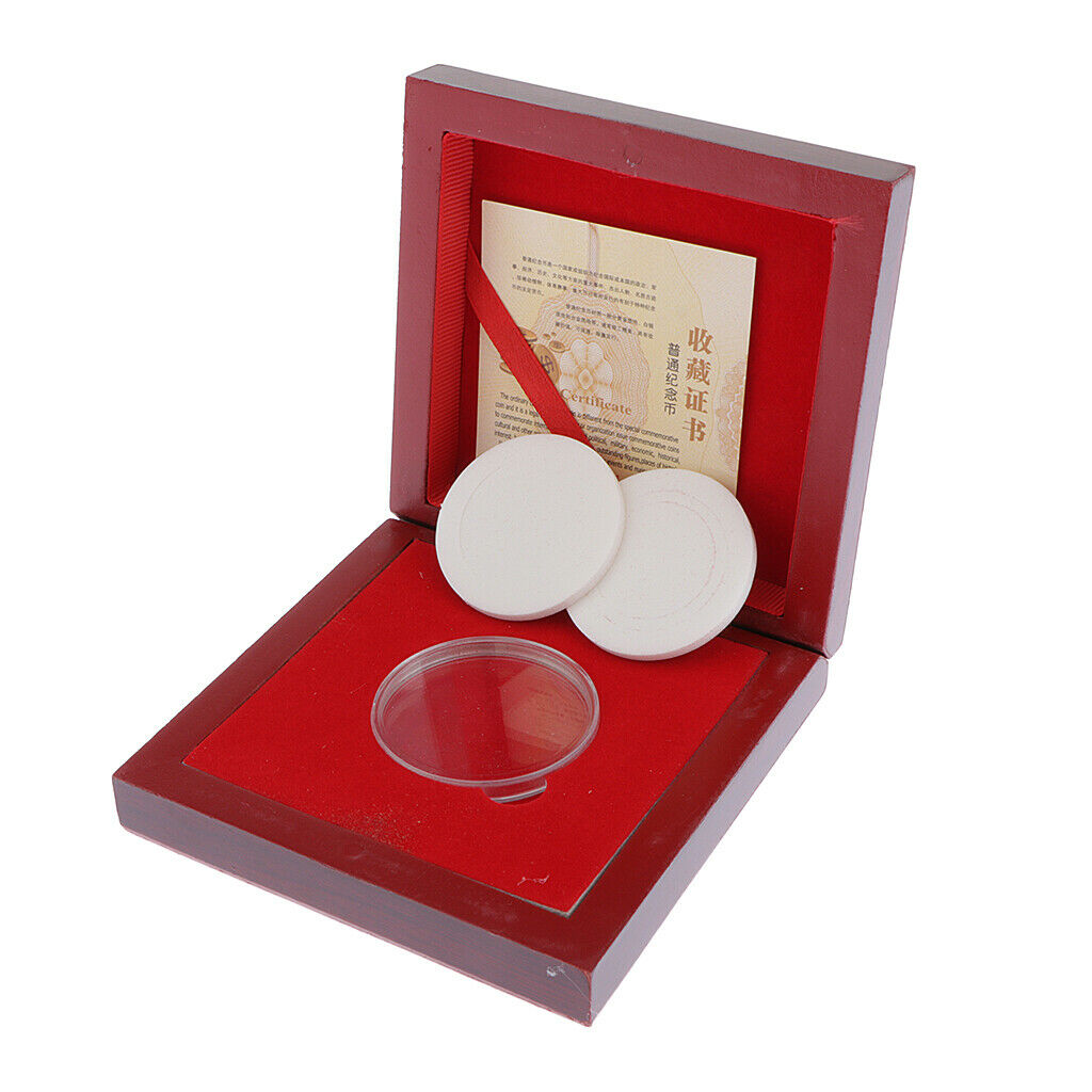 Wood Display Case for Coins / Medals of 4cm - Retro Coin Storage Box for 1 Piece
