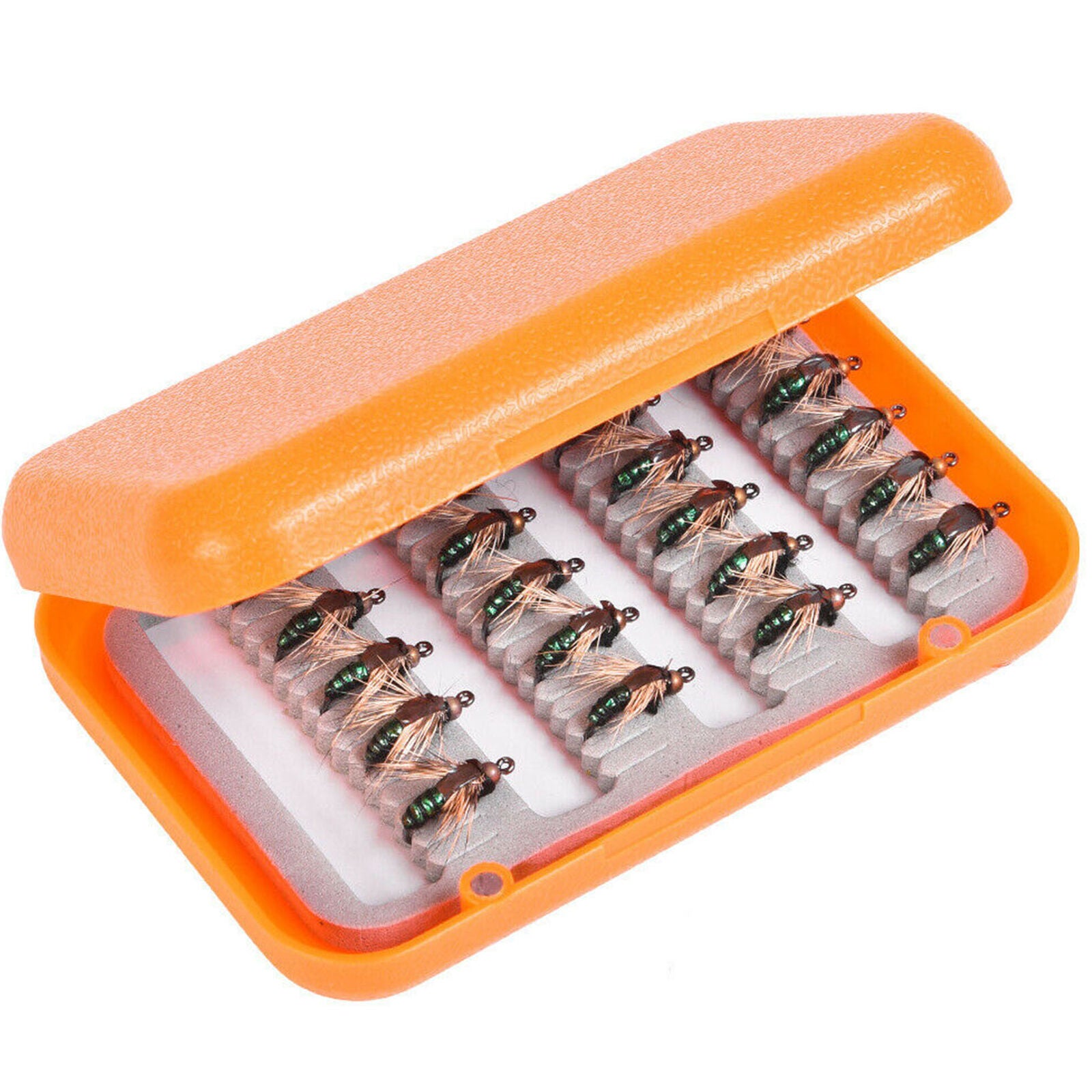 40pcs Flies Beaded Fly Fishing Dry Flies Bead head Bass Trout Lures Hook & Box
