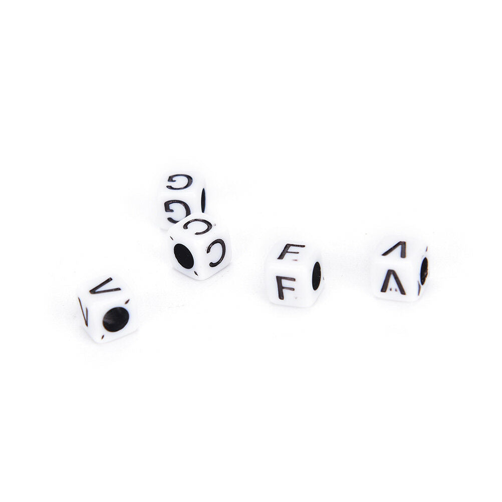 100pcs 6mm white cube alphabet single letter beads Craft DIY A - Z Mixe.l8