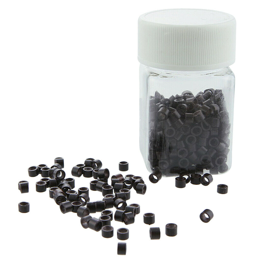 400 lot Silicone Micro Rings Crimp Beads for Tipped Hair Extensions Black