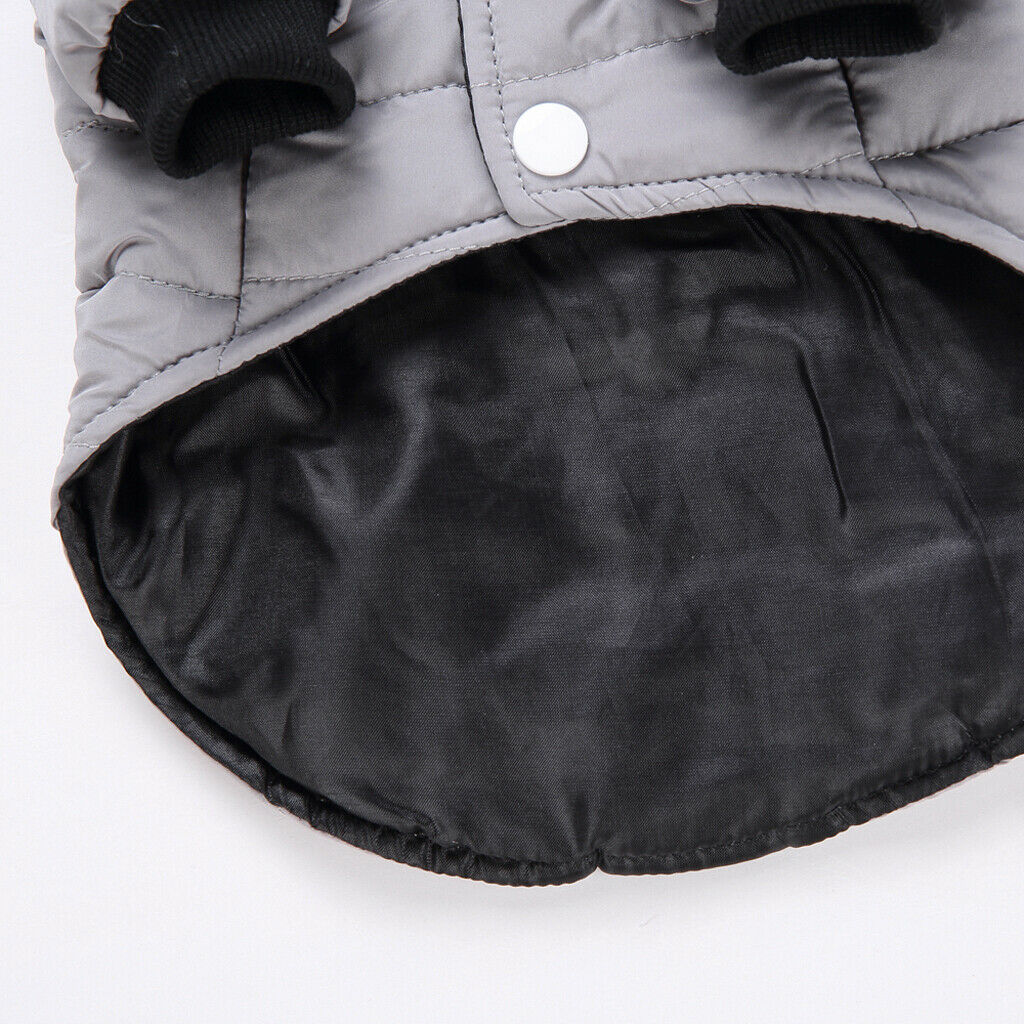 Pet Dog Cat Hooded Jacket Winter Warm Windproof Plush Hat Coat Gray
