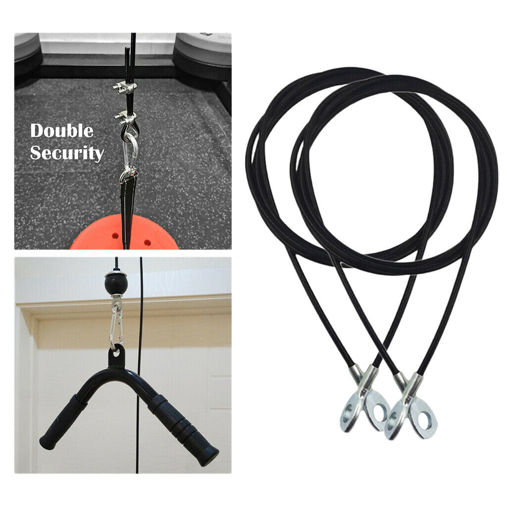 2x 5mm 2m Heavy Duty Fitness DIY Pulley Cable Arm Back Training Home Gym