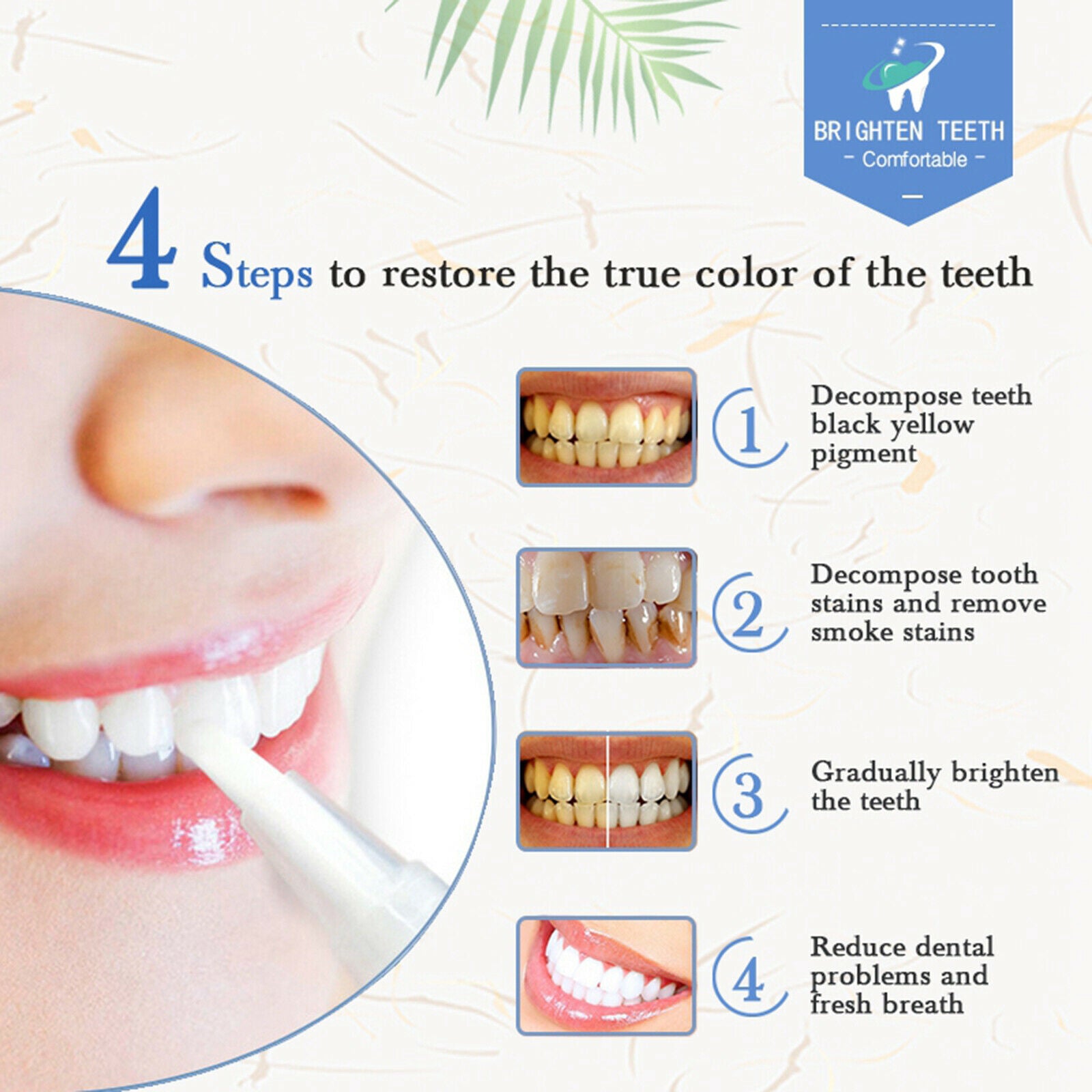 1Pc Oral Care 4ml Teeth Whitening Essence Pen Remove Plaque Easy to Use Safe