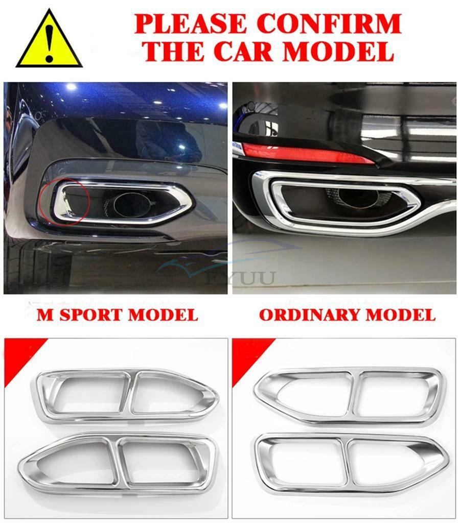 2x Black Car Stainless Exhaust Pipe Cover For BMW 7 Series G11 G12 16-18 M Style