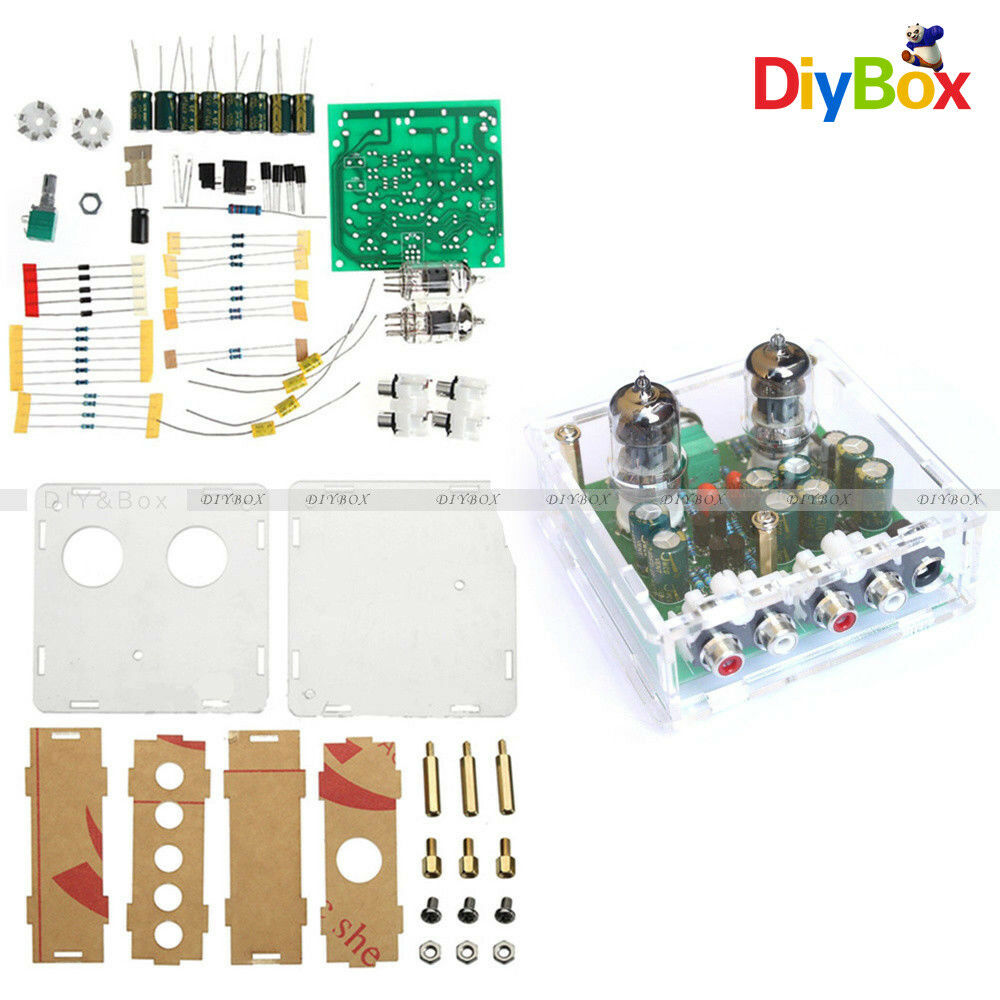 6J1 Valve Pre-amp Tube Board Headphone Amplifier Buffer+Acrylic Case Kits AC 12V
