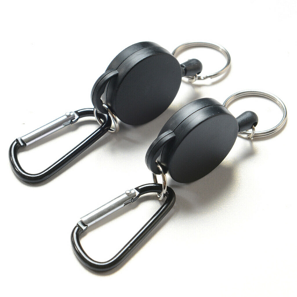 Set of 2 Retractable Keychain Spring Snap Hook Hiking Belt Clip Carabiner