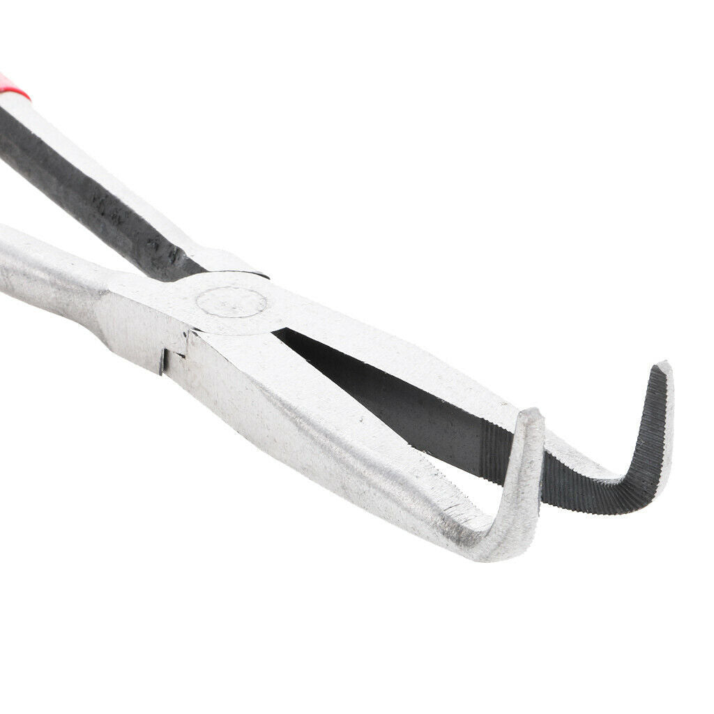 Home Hand Tools Curved Long Reach Needle Bent Nose Pliers 11 Inch 90-Degree