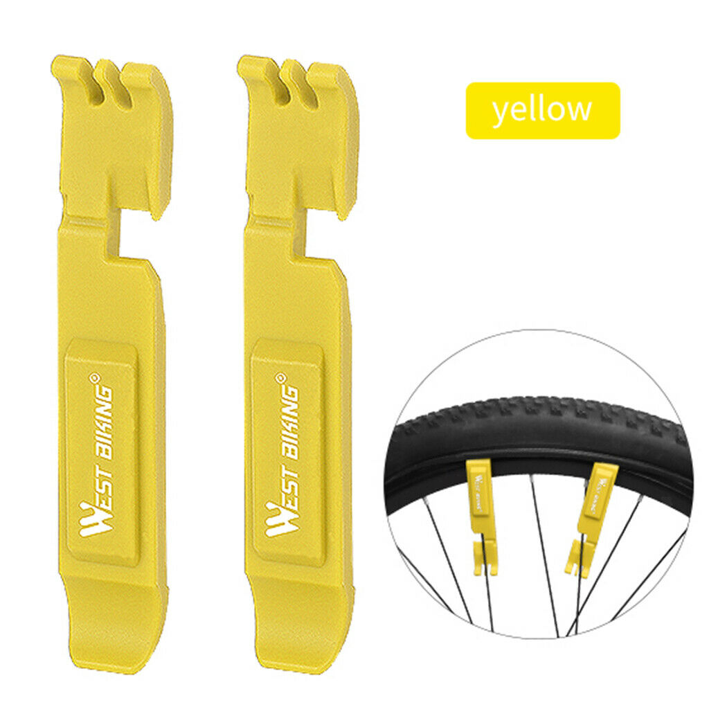 2Pcs Bicycle Tire Tyre Lever Opener Breaker Wheel Spoke Repair Tools Yellow