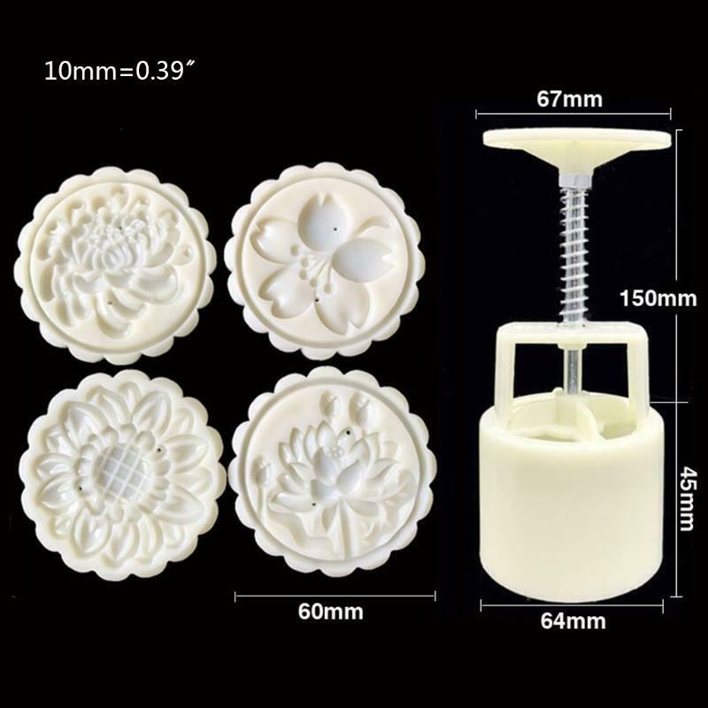 4 Sunflower Stamps 75g Mooncake Mold Cookie Cutter Hand Press Green Bean DIY