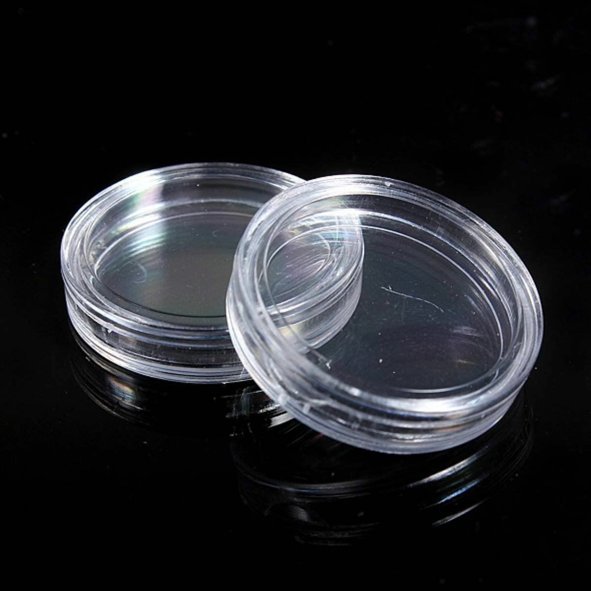 10Pcs  21mm Clear Round Cases Coin Storage Capsules Holder Round Plastic