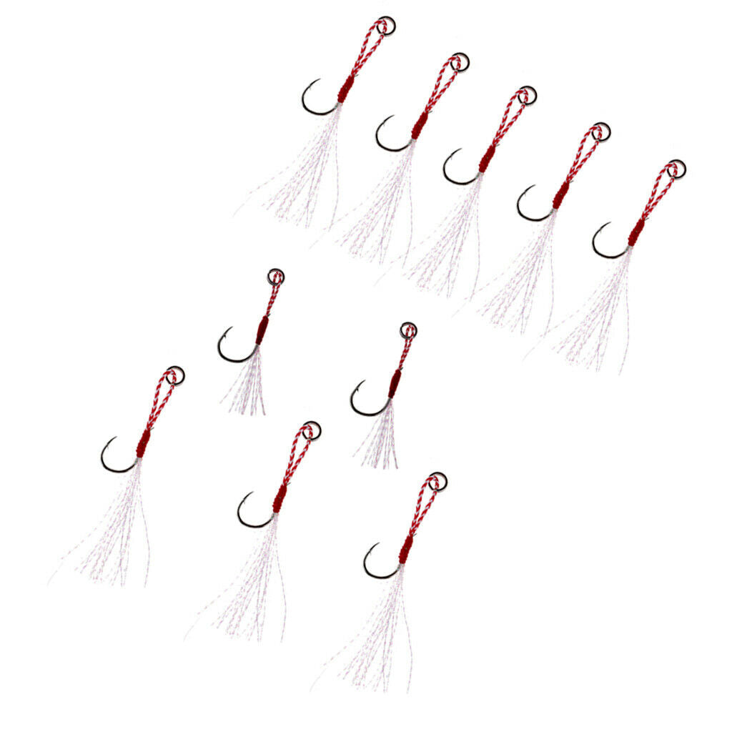 10x Hooks Live Baits Auxiliary Metal Hooks Deep Sea Fishing Trolling Surf Jig