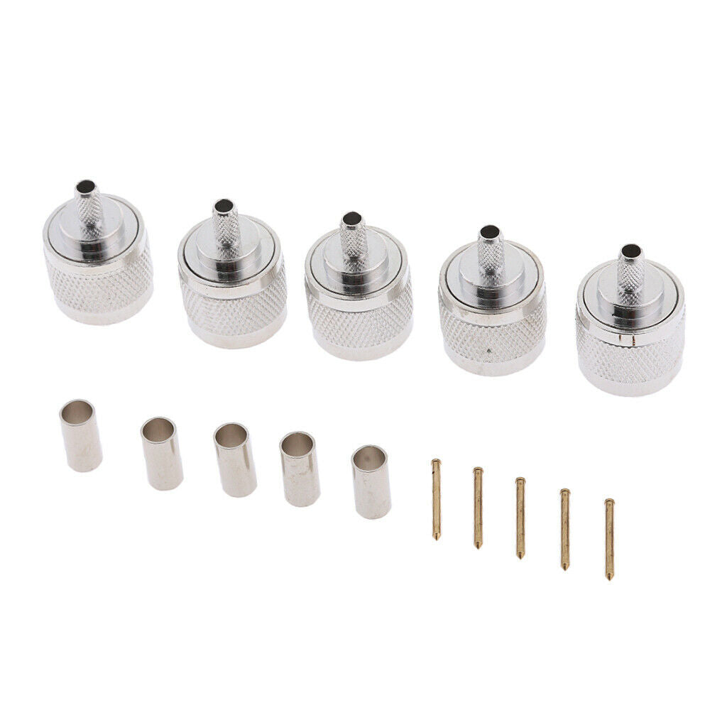 5pcs N Crimp Plug Male Connector For (KSR)LMR195 RG58 RG142 Coaxial Cable