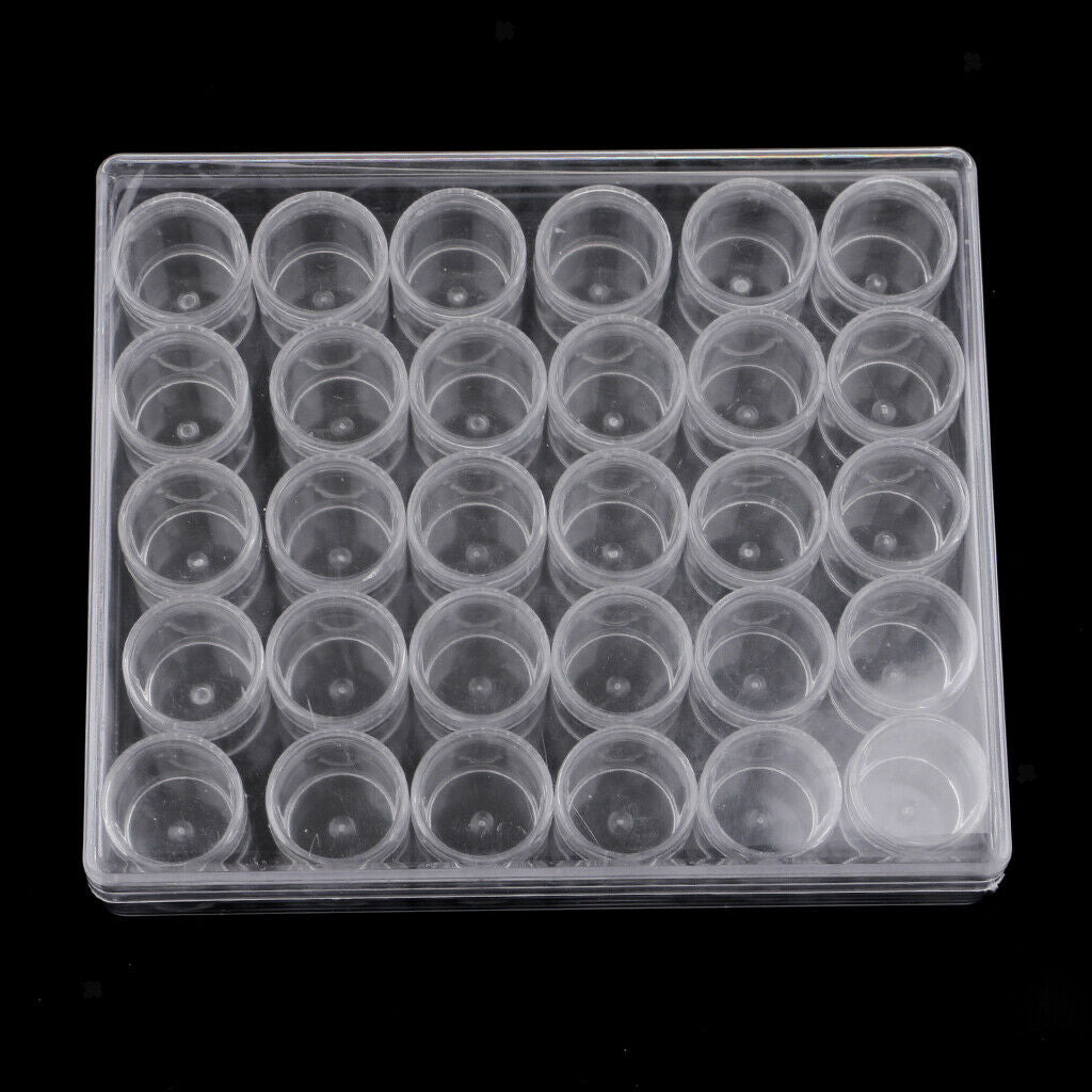 30 Slots Clear Jewelry Beads Container Makeup Cosmetic Organizer Storage Box