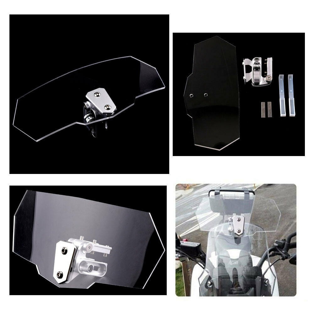1x Universal Windshield Windscreen Spoiler Wind Deflector Clear for Motorbike