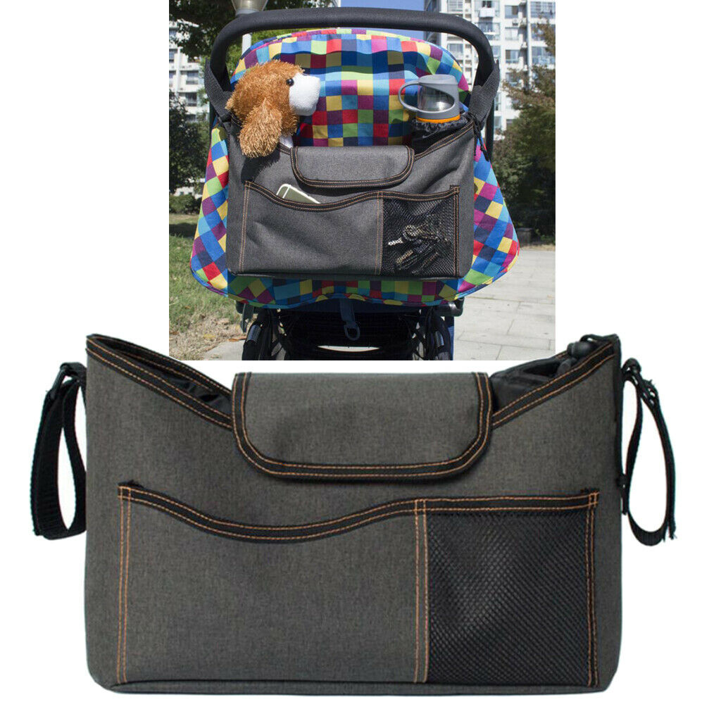 Baby Pram Buggy Organiser Hanging Strolle Storage Bag Wipes Cup Holder Bag