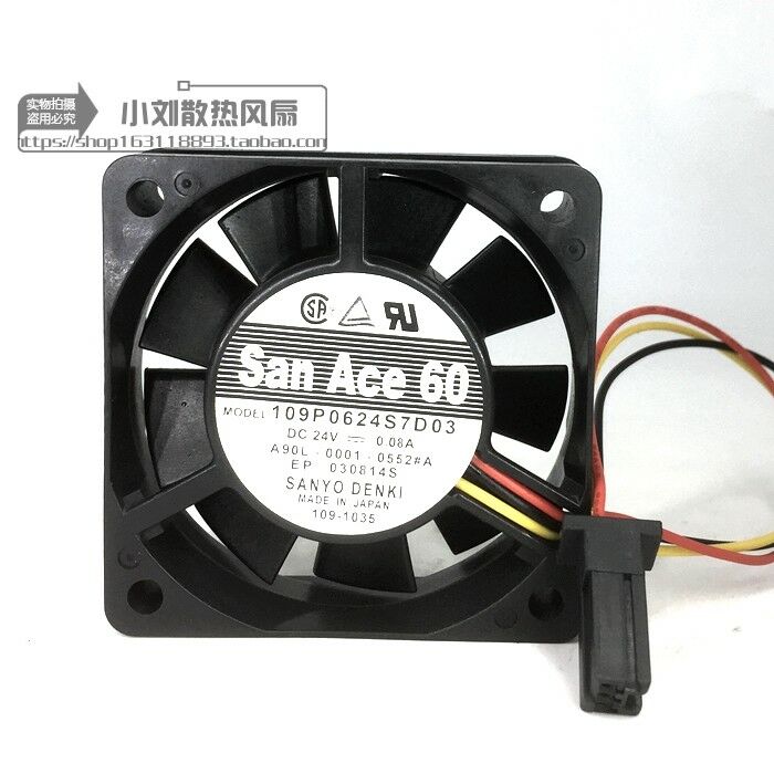 For Sanyo Fan 109P0624S7D03 A90L-0001-0552 #A 24V 0.08A for Fanuc Fan