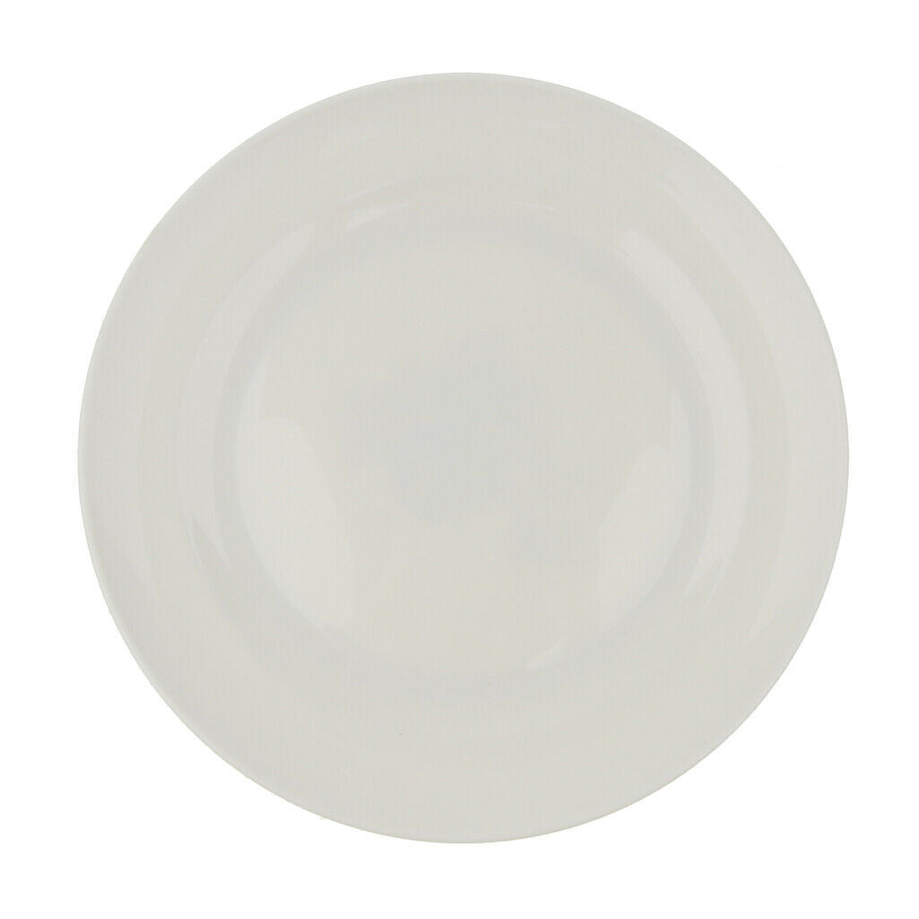 Plastic Round Food Serving Plate Dish Salad Fruits Container Tray White M