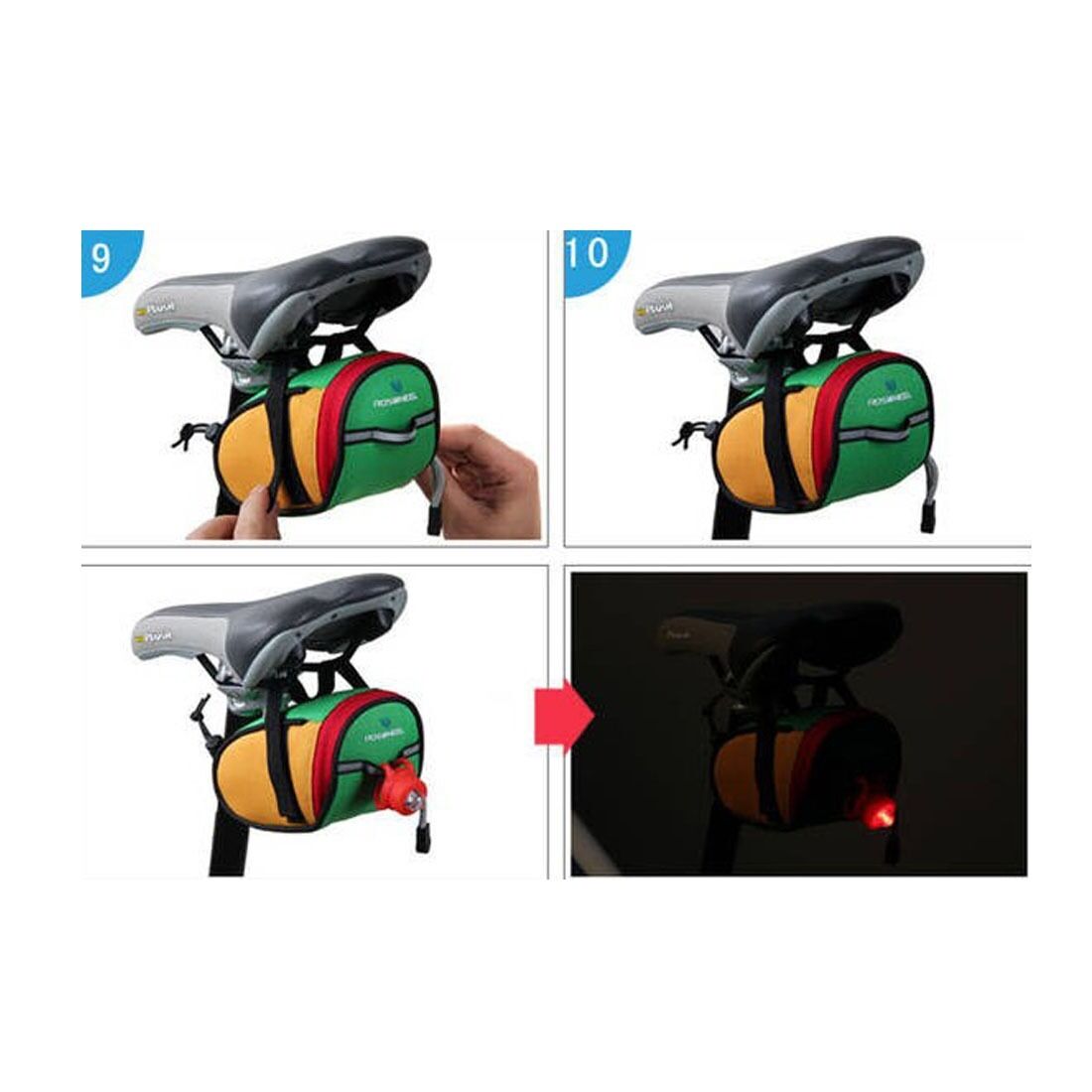 Green Roswheel Bike Bicycle Tail Mountain Bike Tail Saddle Bag Pouch Seat Bag