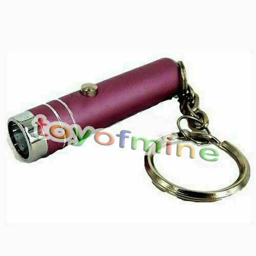 Pink Mini 1 LED Handheld Bright Flashlight Lamp Torch with Keychain +Batteries