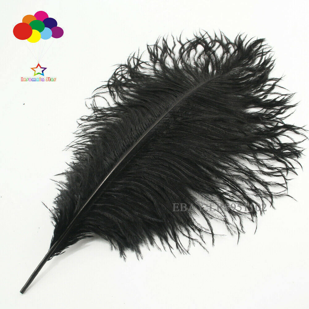 10-12 inch 50 pcs Black Ostrich Feather Plume for Wedding centerpieces Diy